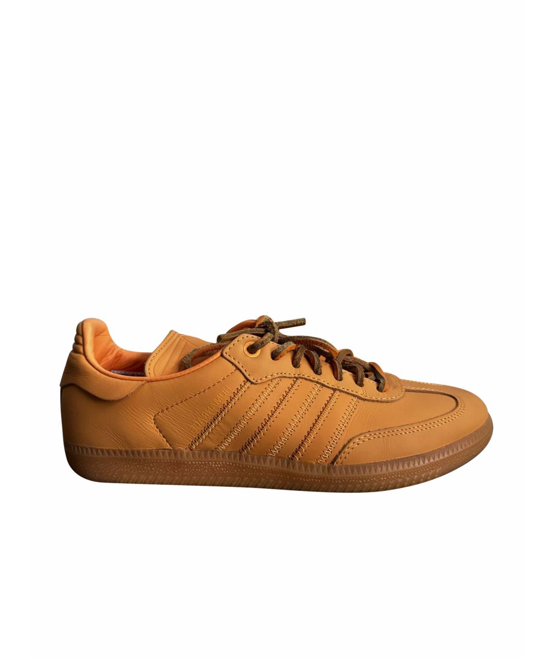 ADIDAS Оранжевое кожаные кеды, фото 1