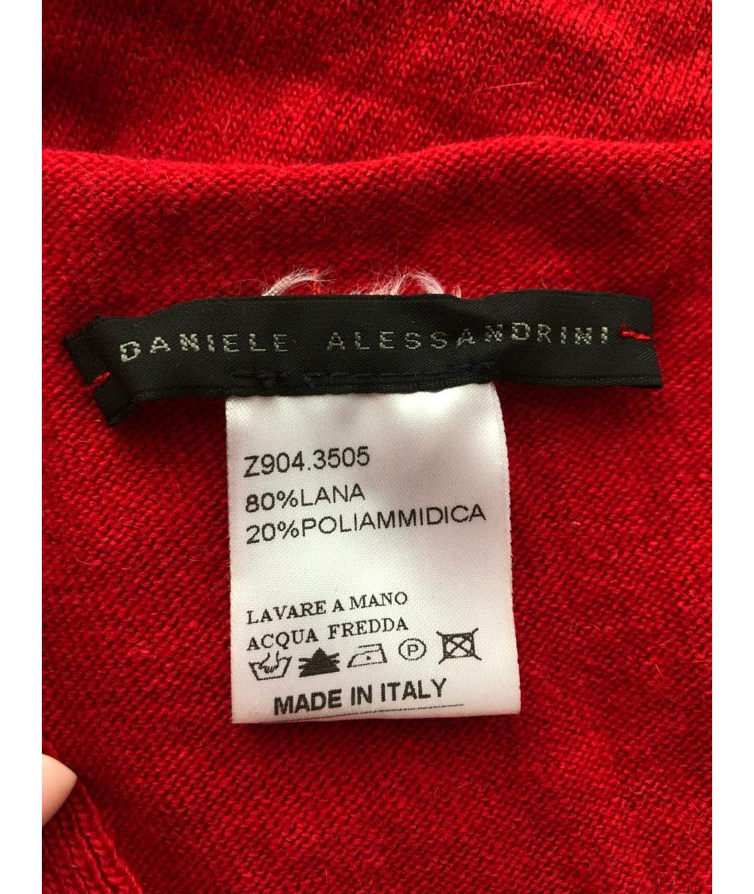 DANIELE ALESSANDRINI Красный шерстяной шарф, фото 3