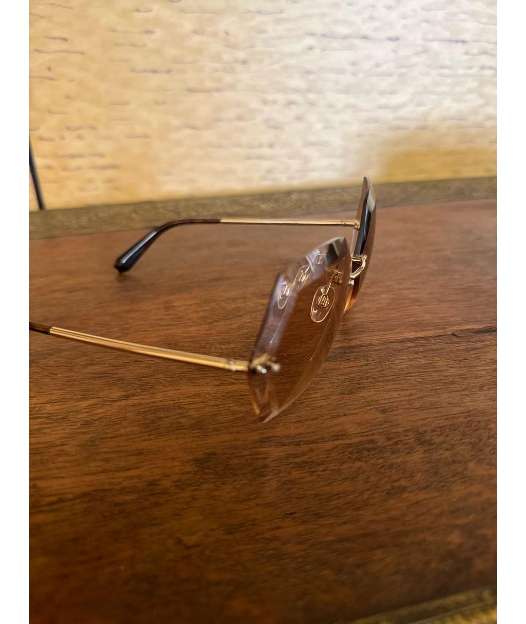 CHANEL Желтые металлические солнцезащитные очки, фото 3