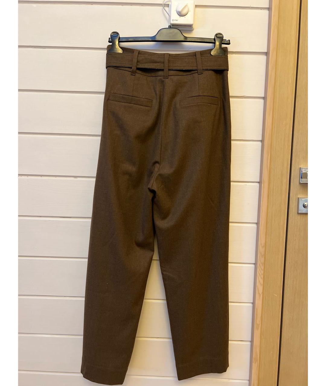 BRUNELLO CUCINELLI Коричневые шерстяные брюки широкие, фото 2