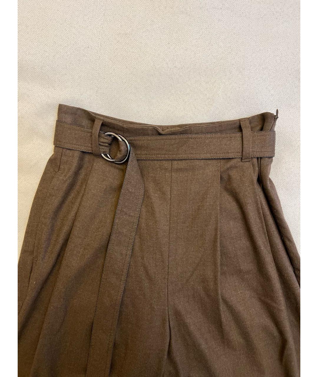 BRUNELLO CUCINELLI Коричневые шерстяные брюки широкие, фото 3