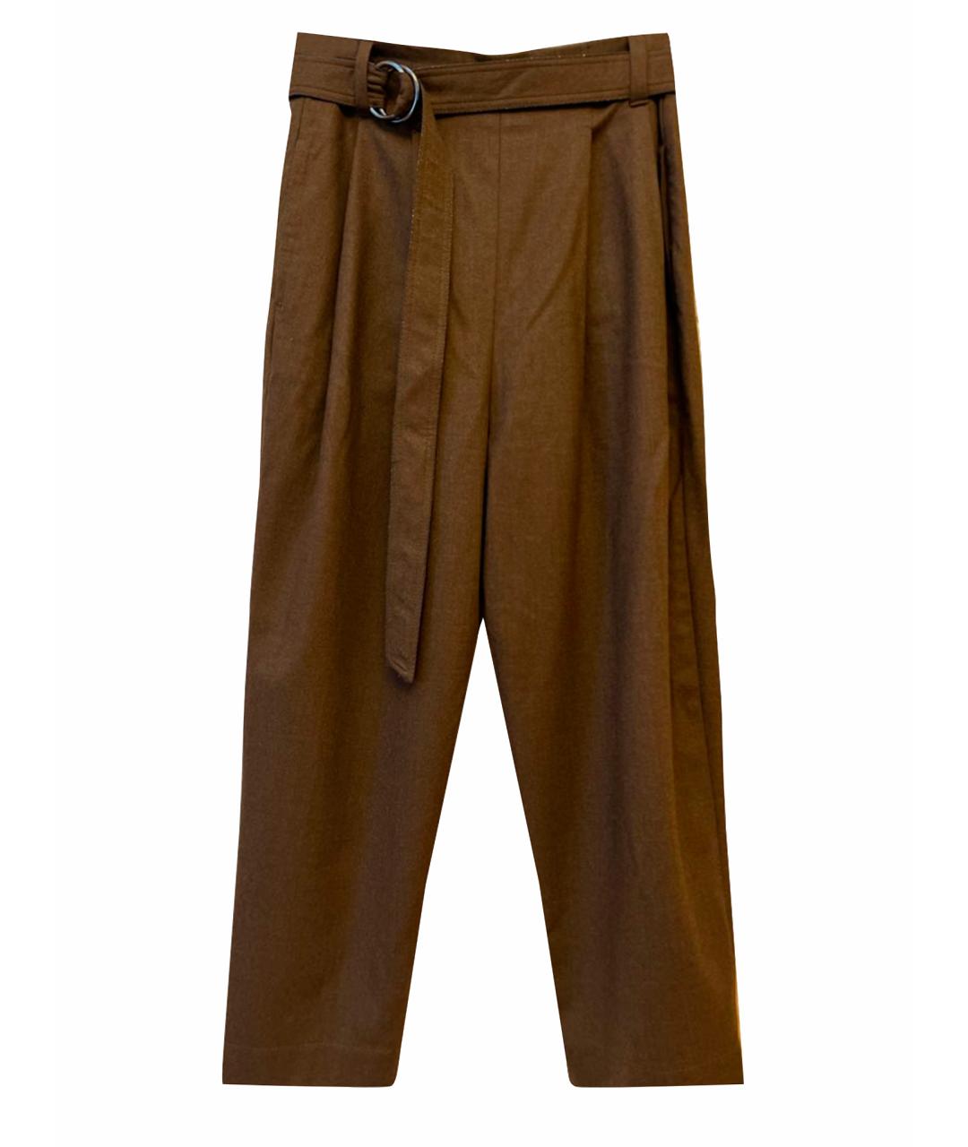 BRUNELLO CUCINELLI Коричневые шерстяные брюки широкие, фото 1