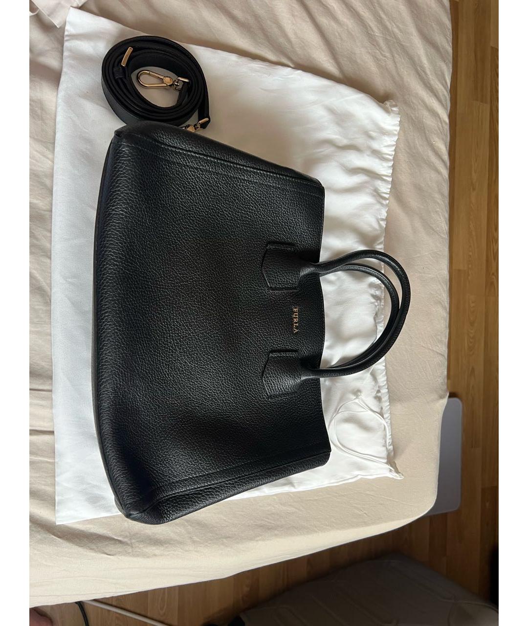 FURLA Черная кожаная сумка тоут, фото 8