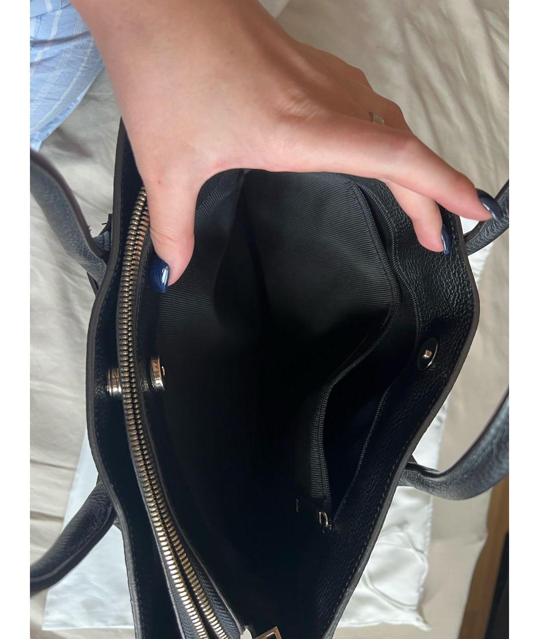 FURLA Черная кожаная сумка тоут, фото 5
