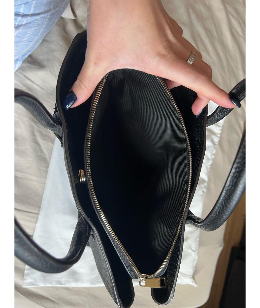 FURLA Черная кожаная сумка тоут, фото 3