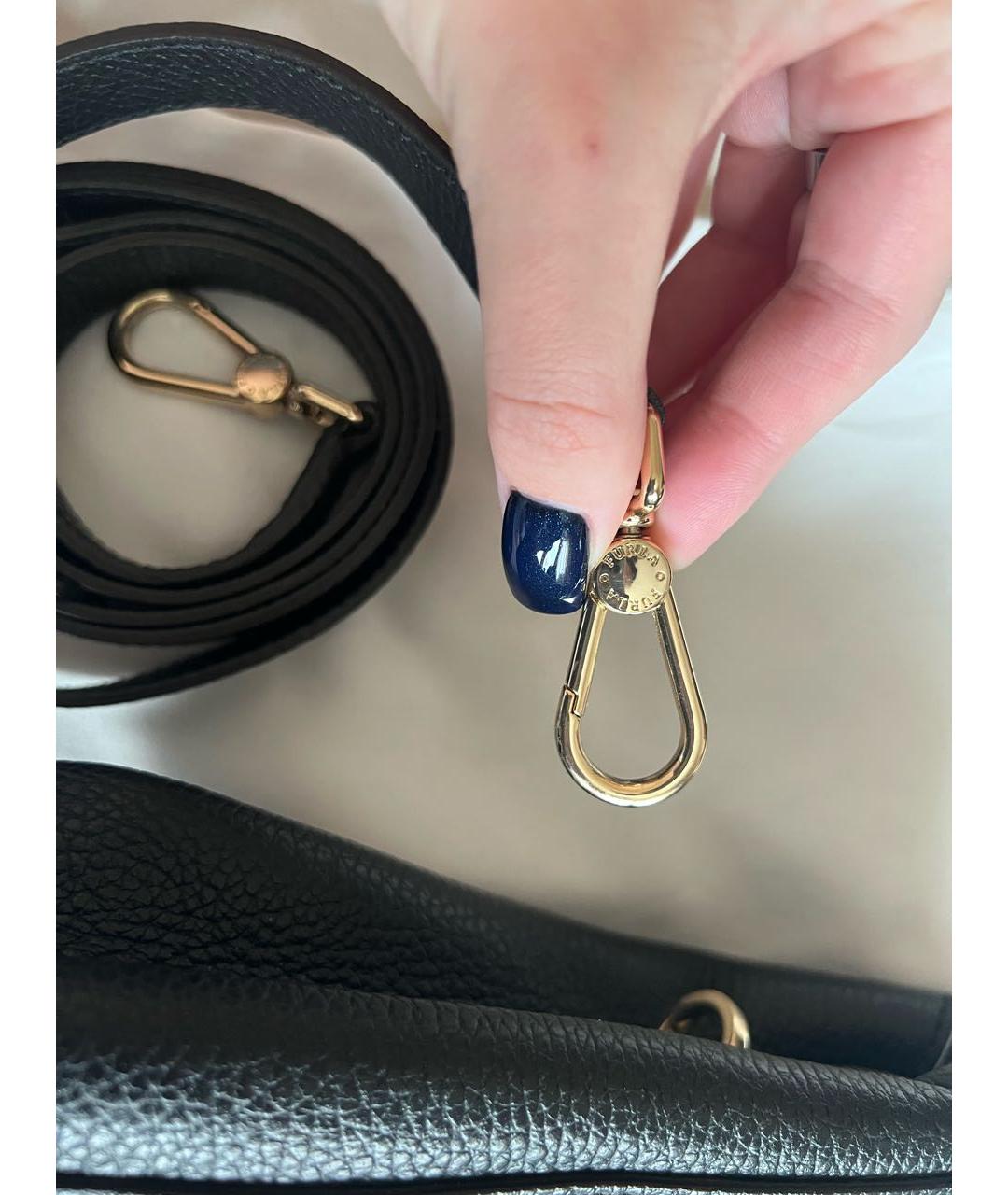 FURLA Черная кожаная сумка тоут, фото 7