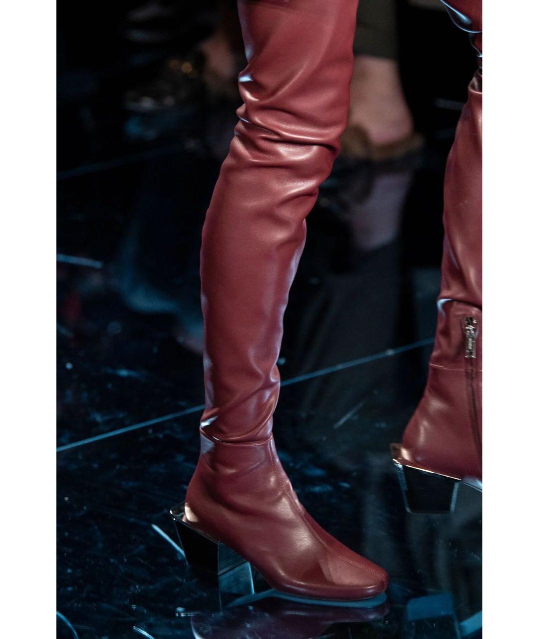 SPORTMAX Бордовые кожаные ботфорты, фото 5
