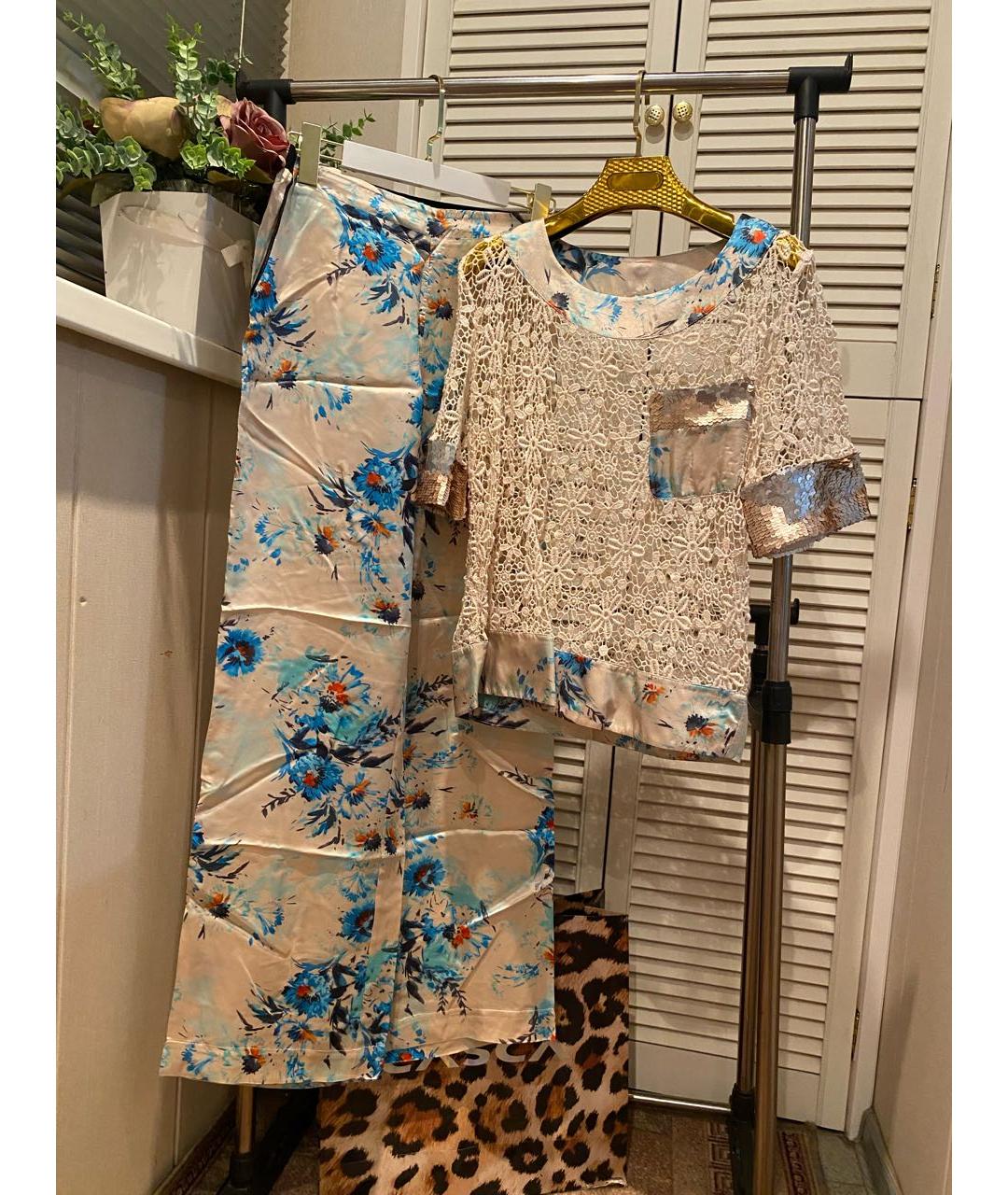 TWIN-SET Бежевые вискозные брюки широкие, фото 7