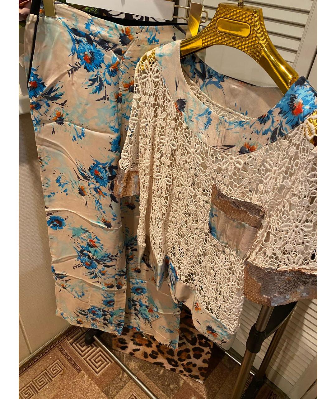 TWIN-SET Бежевые вискозные брюки широкие, фото 8