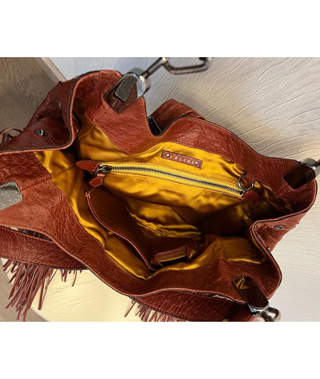 CELINE PRE-OWNED Коричневая сумка с короткими ручками из экзотической кожи, фото 4