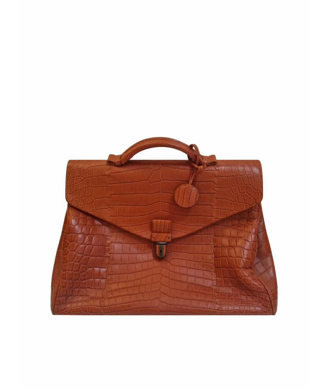 BOTTEGA VENETA Оранжевый портфель из экзотической кожи, фото 1