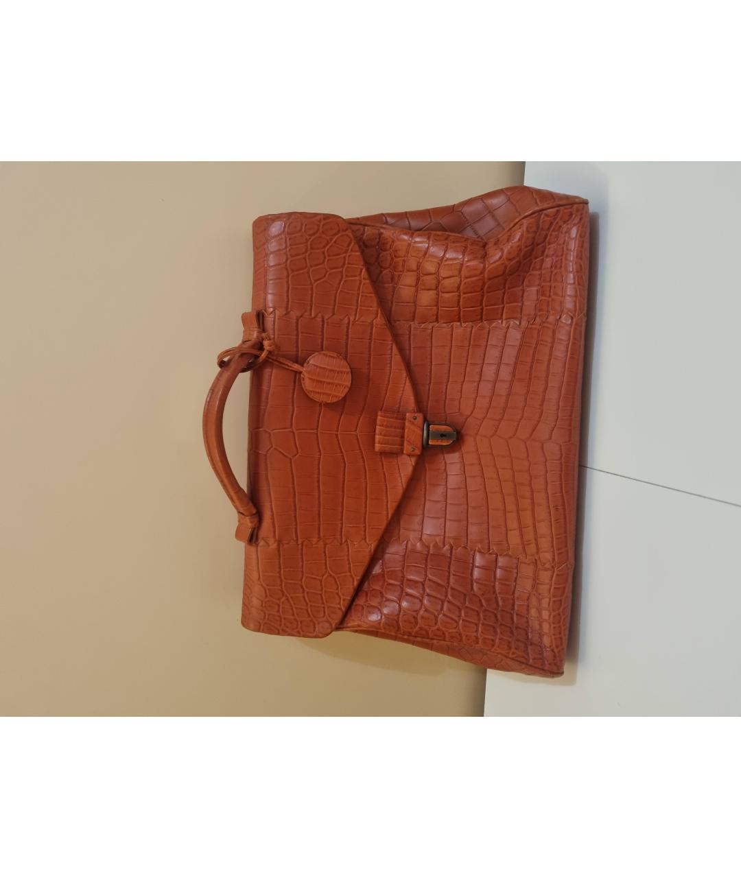 BOTTEGA VENETA Оранжевый портфель из экзотической кожи, фото 5