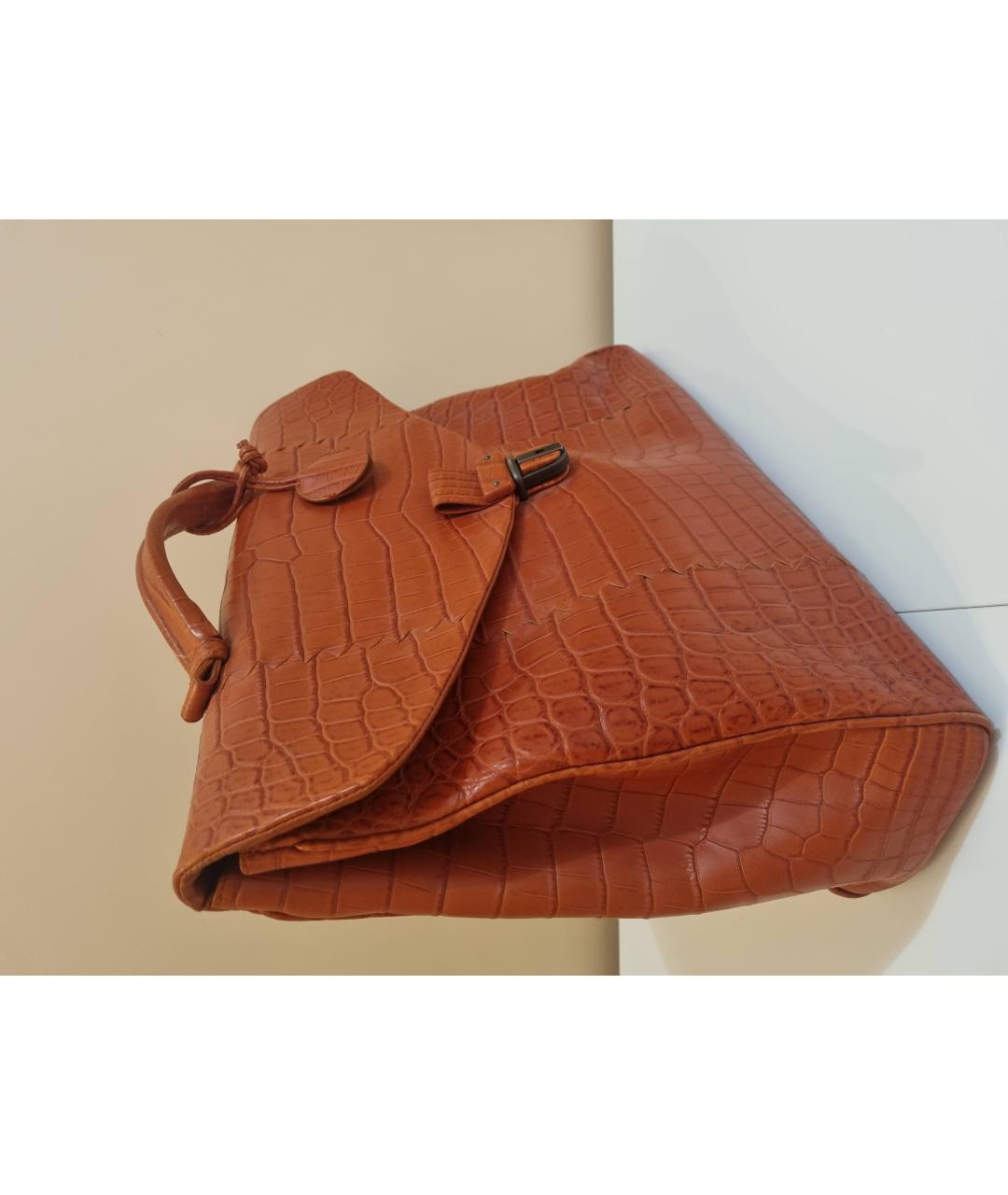 BOTTEGA VENETA Оранжевый портфель из экзотической кожи, фото 2