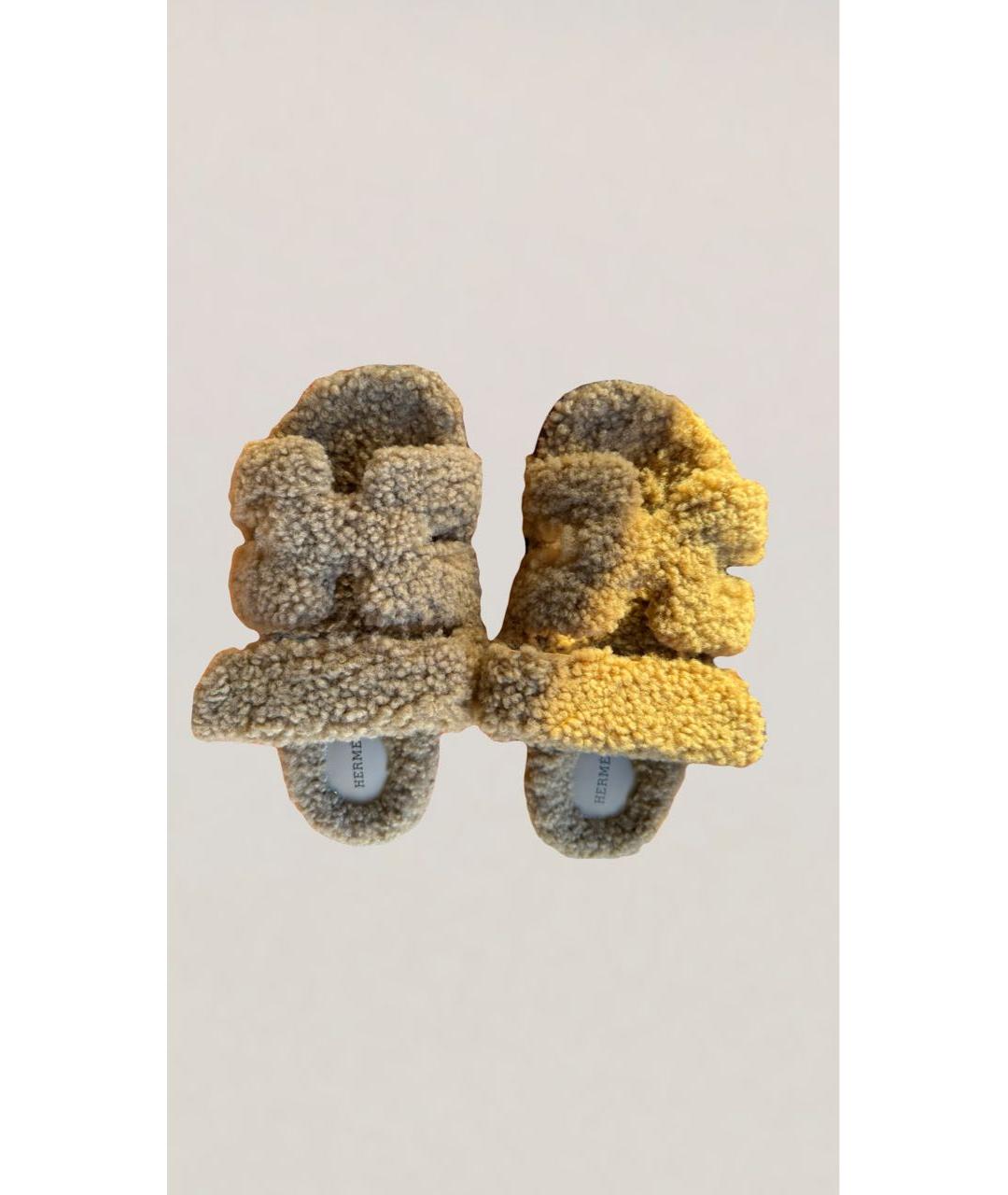 HERMES PRE-OWNED Бежевые кожаные сандалии, фото 4
