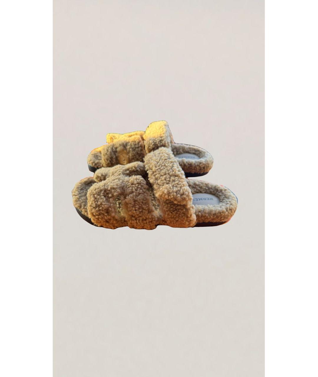 HERMES PRE-OWNED Бежевые кожаные сандалии, фото 5
