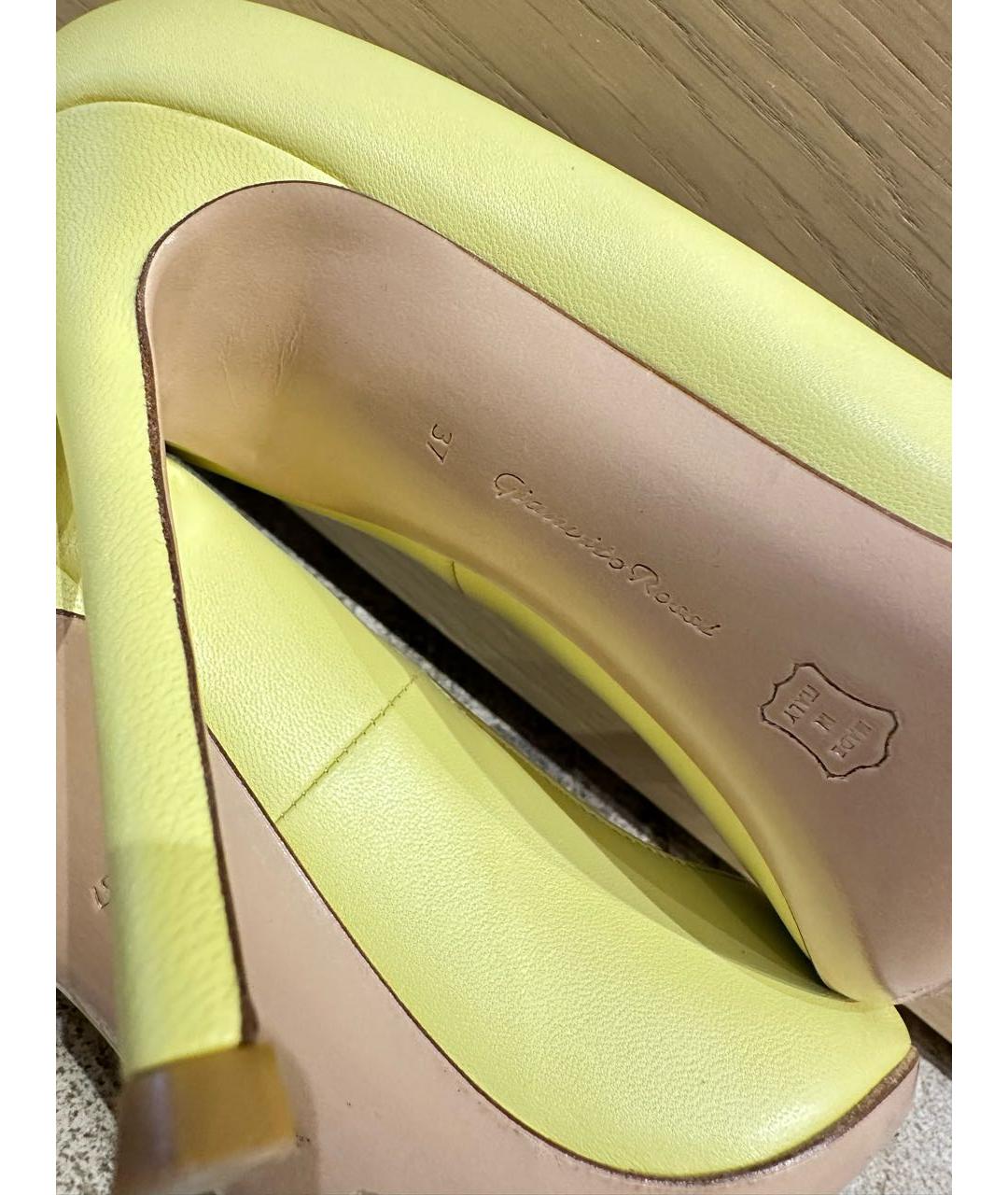 GIANVITO ROSSI Желтые кожаные туфли, фото 5