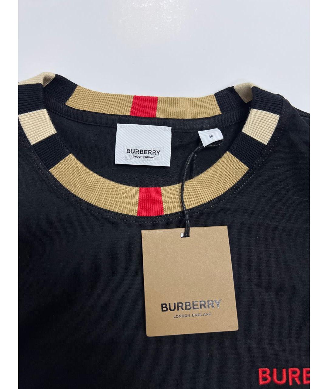 BURBERRY Черная хлопковая футболка, фото 6