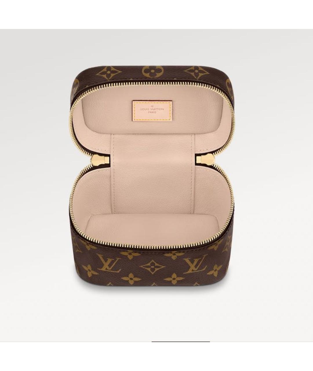 LOUIS VUITTON Коричневая кожаная косметичка, фото 2