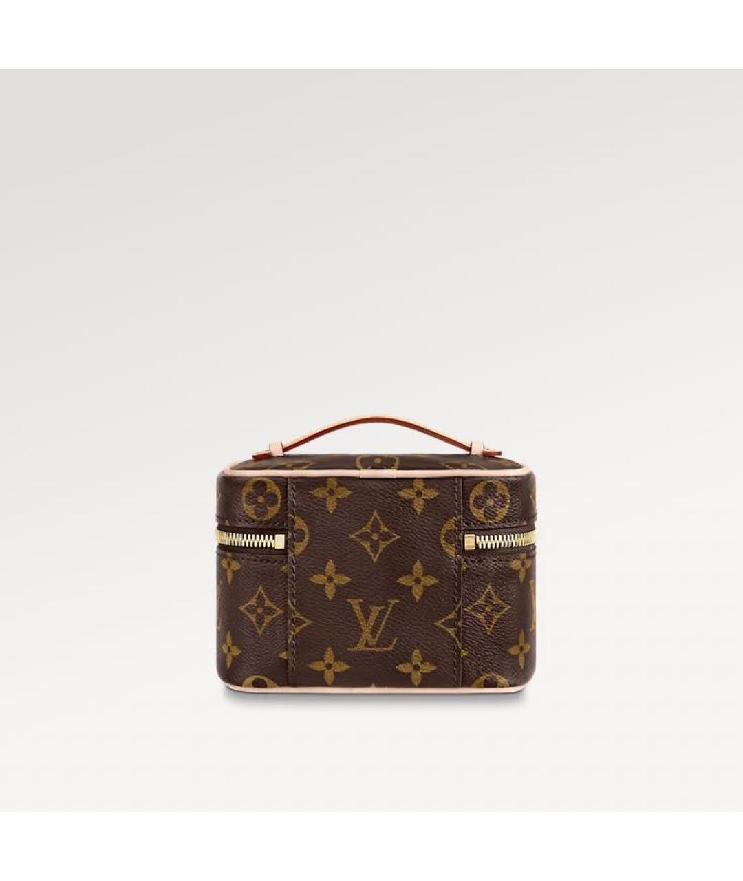LOUIS VUITTON Коричневая кожаная косметичка, фото 4