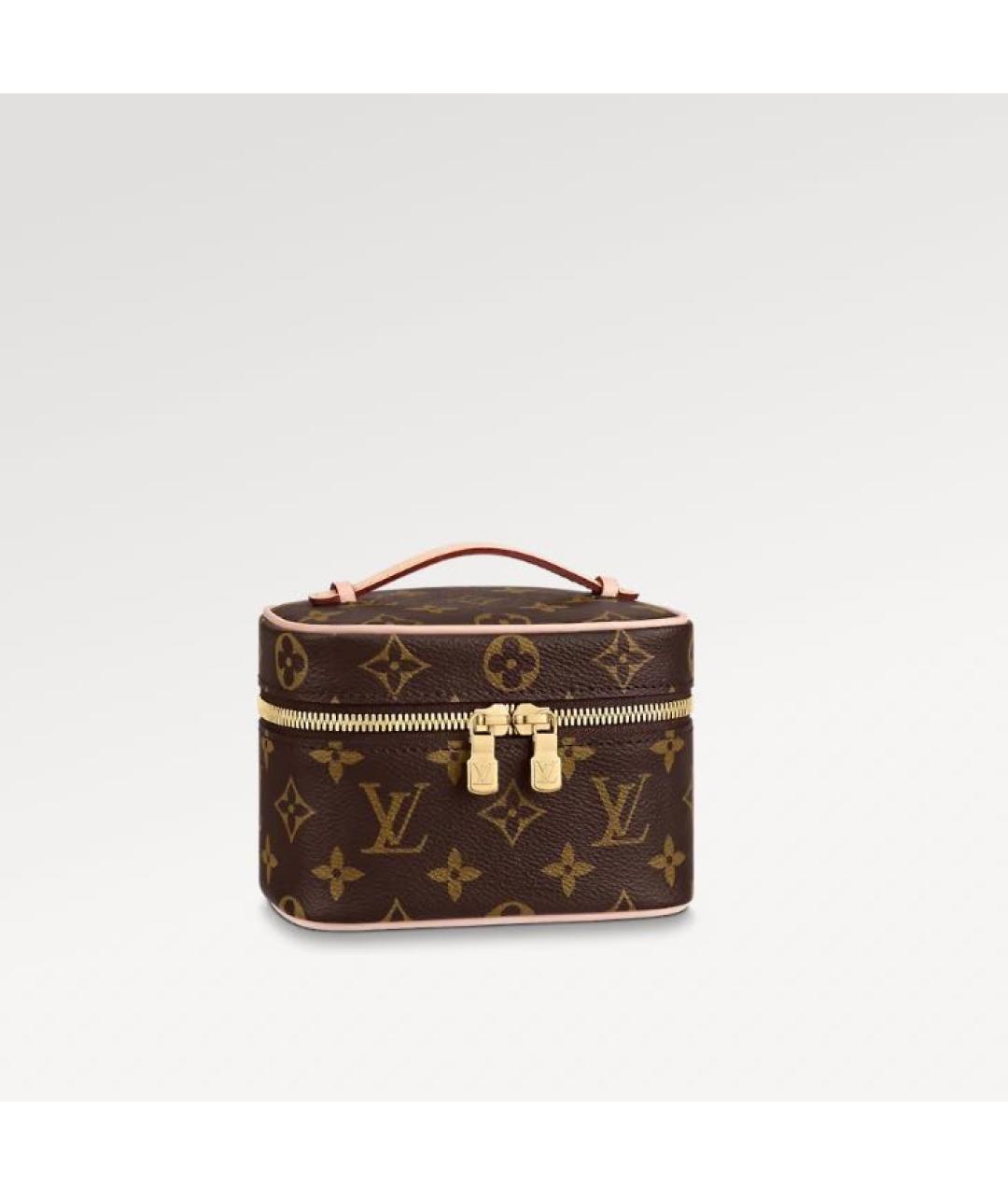 LOUIS VUITTON Коричневая кожаная косметичка, фото 5