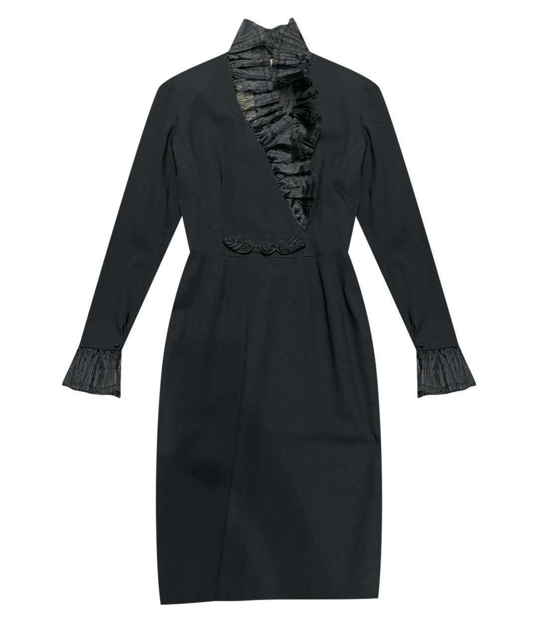 GUY LAROCHE Черное шерстяное коктейльное платье, фото 1