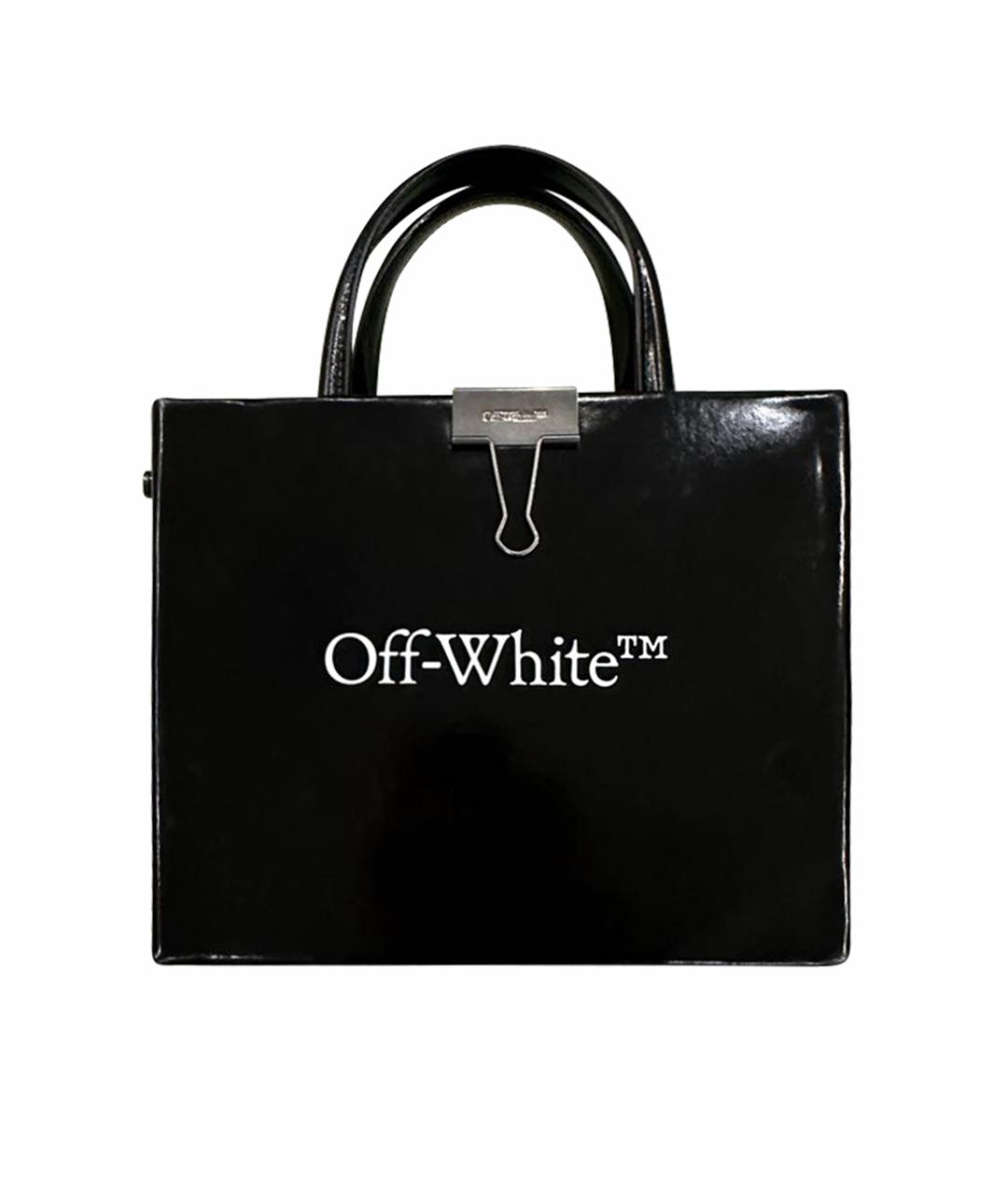 OFF-WHITE Черная сумка с короткими ручками из лакированной кожи, фото 1