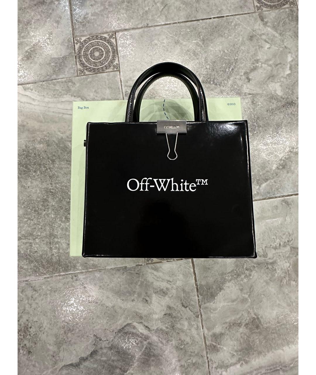 OFF-WHITE Черная сумка с короткими ручками из лакированной кожи, фото 8