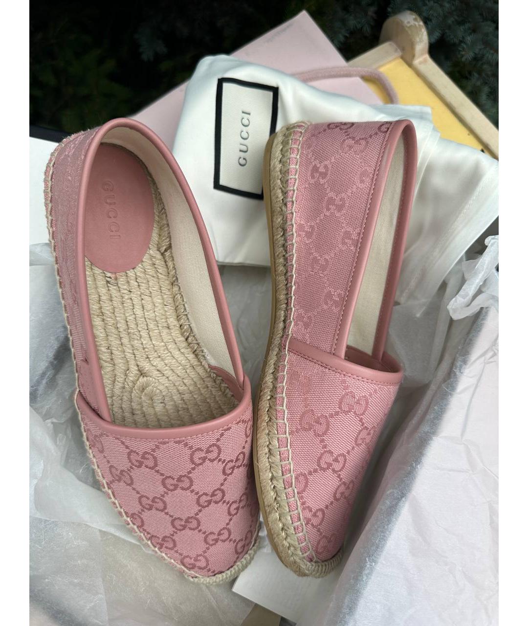 GUCCI Розовые текстильные эспадрильи, фото 5