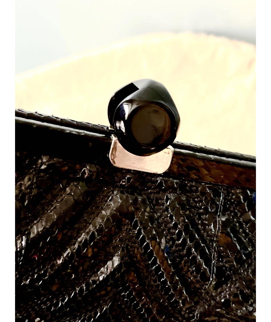 BOTTEGA VENETA Черная сумка с короткими ручками из экзотической кожи, фото 7