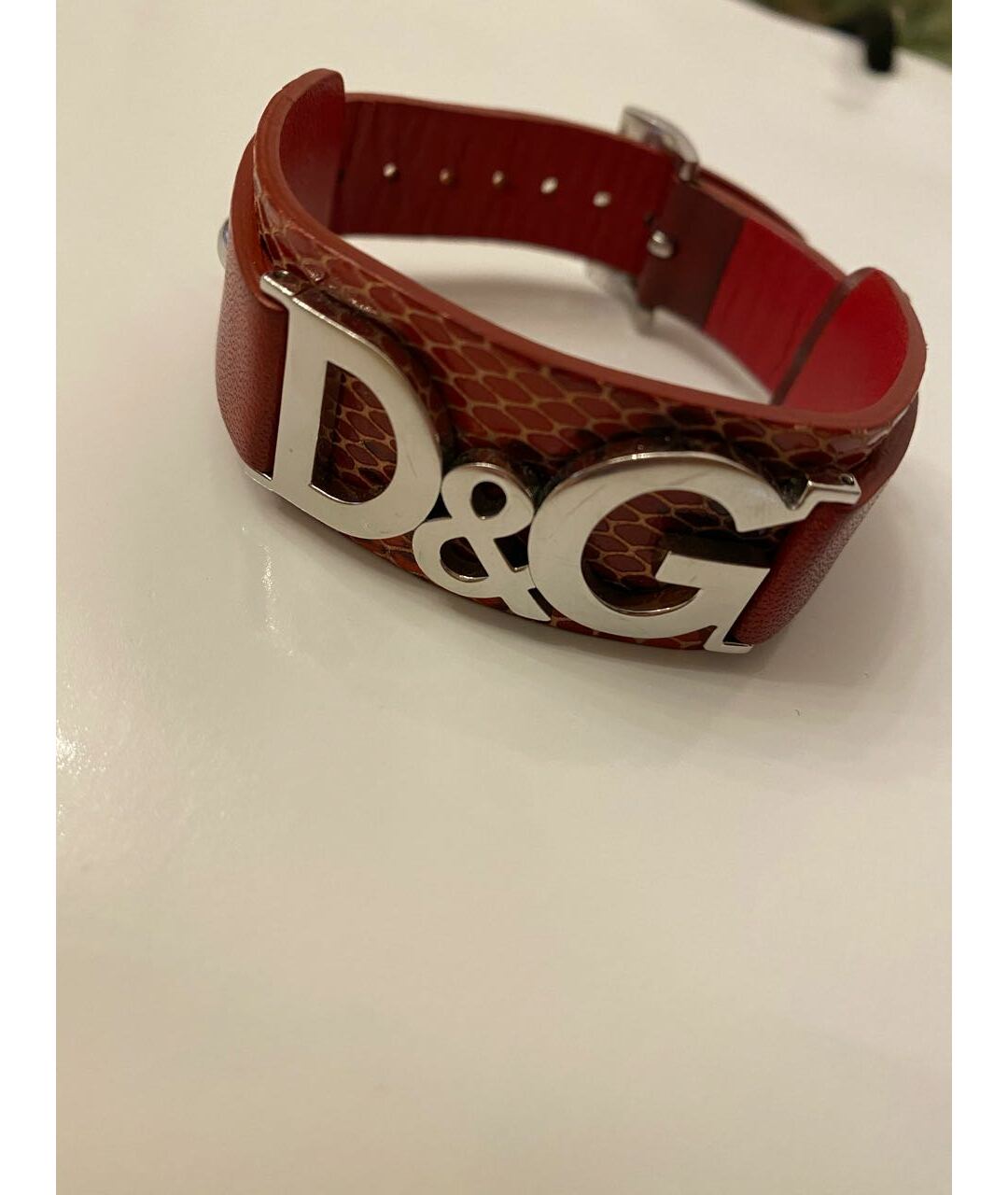 DOLCE&GABBANA Красный кожаный браслет, фото 5