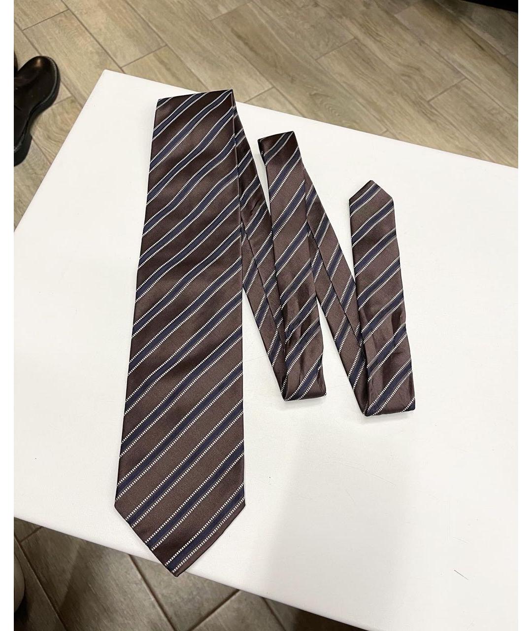 LARDINI Коричневый шелковый галстук, фото 6