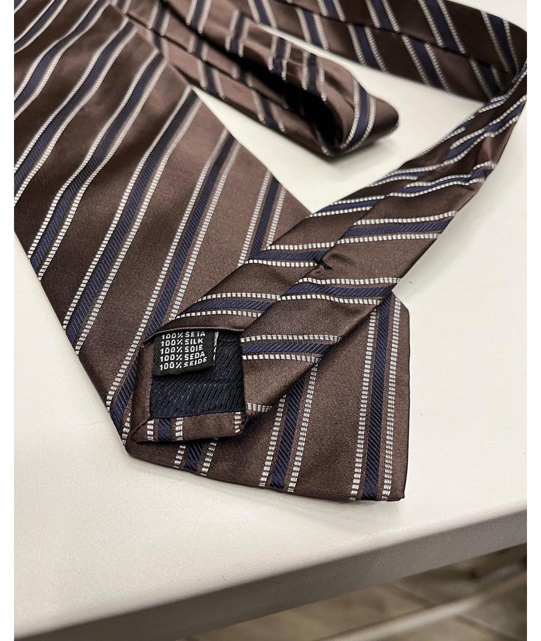 LARDINI Коричневый шелковый галстук, фото 2