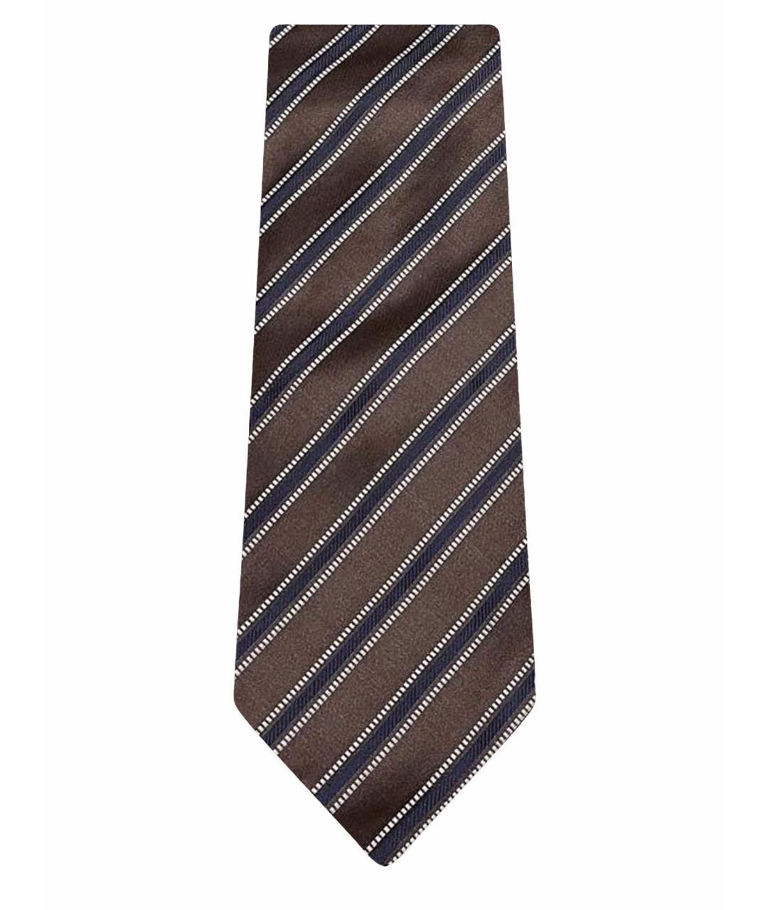 LARDINI Коричневый шелковый галстук, фото 1