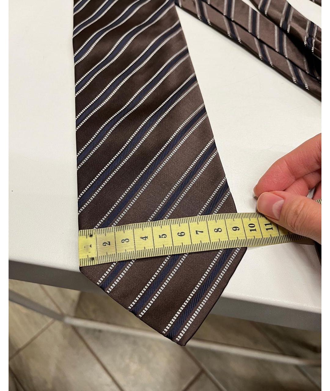 LARDINI Коричневый шелковый галстук, фото 4