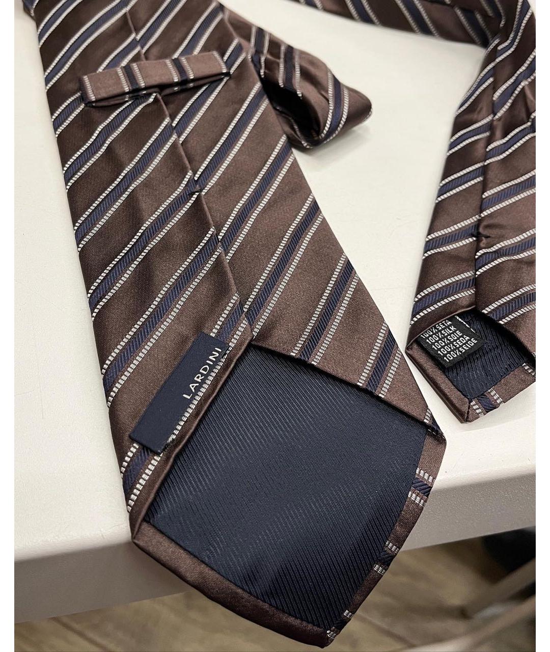 LARDINI Коричневый шелковый галстук, фото 3