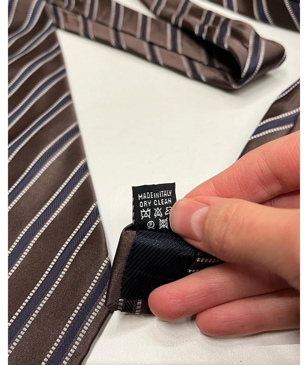 LARDINI Коричневый шелковый галстук, фото 5