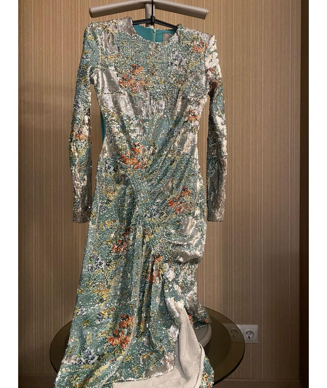 PREEN BY THORNTON BREGAZZI Бирюзовое полиэстеровое коктейльное платье, фото 7