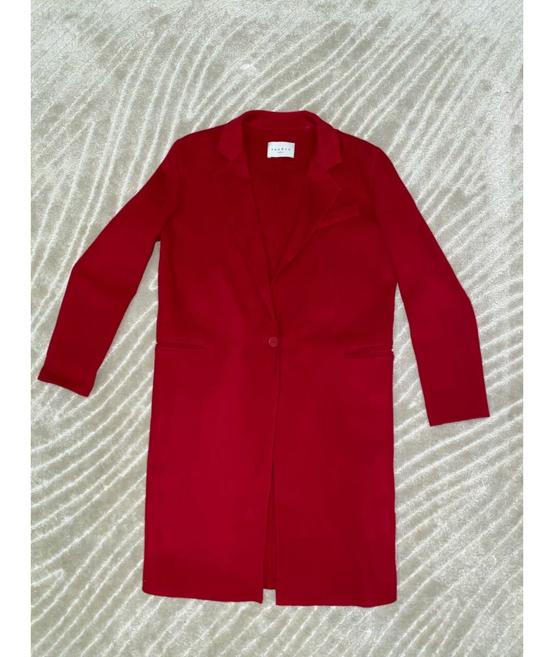 SANDRO Красное шерстяное пальто, фото 5