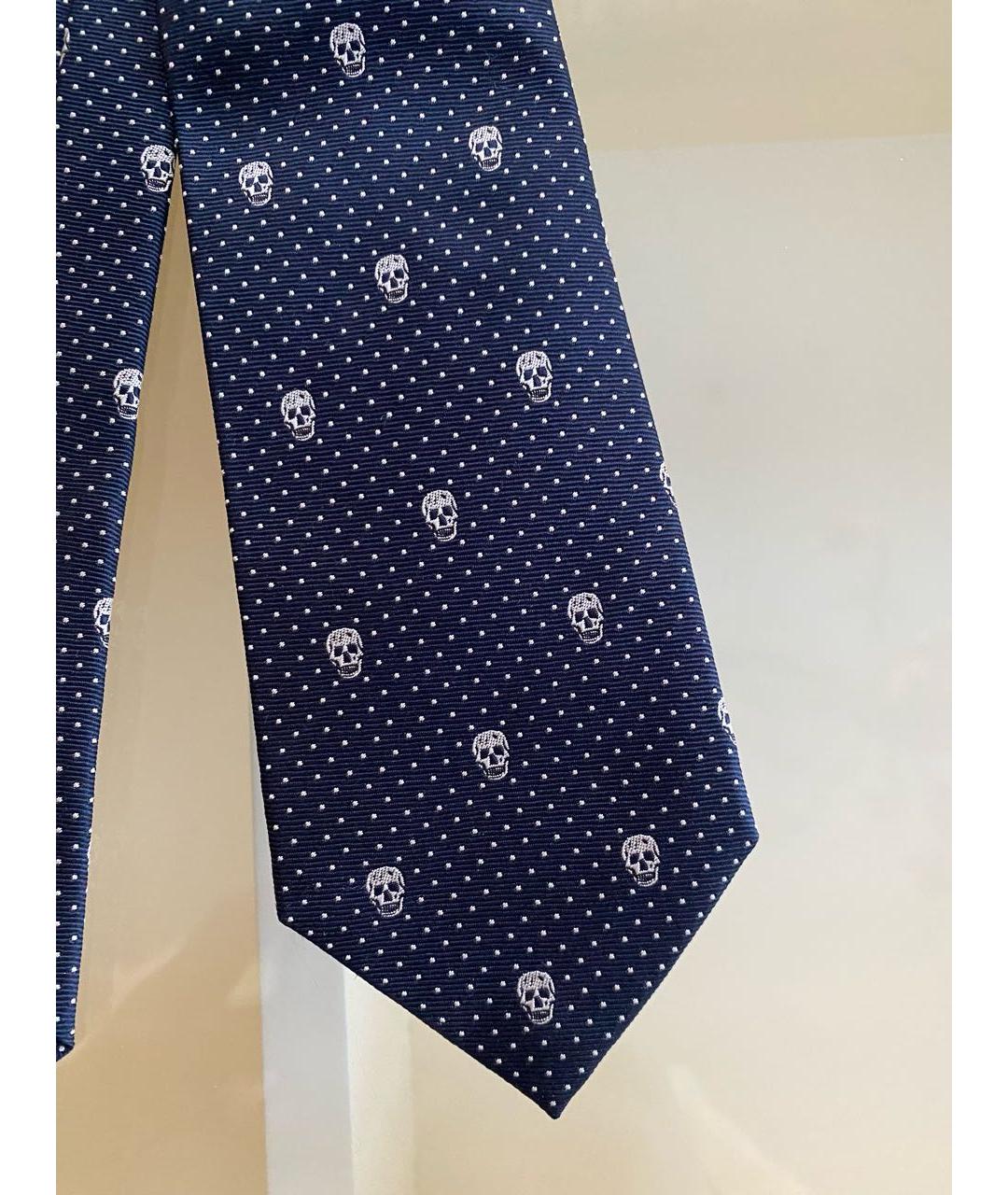 ALEXANDER MCQUEEN Темно-синий шелковый галстук, фото 2