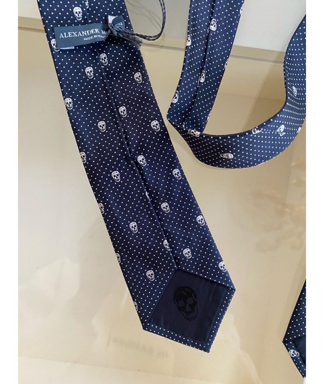 ALEXANDER MCQUEEN Темно-синий шелковый галстук, фото 3