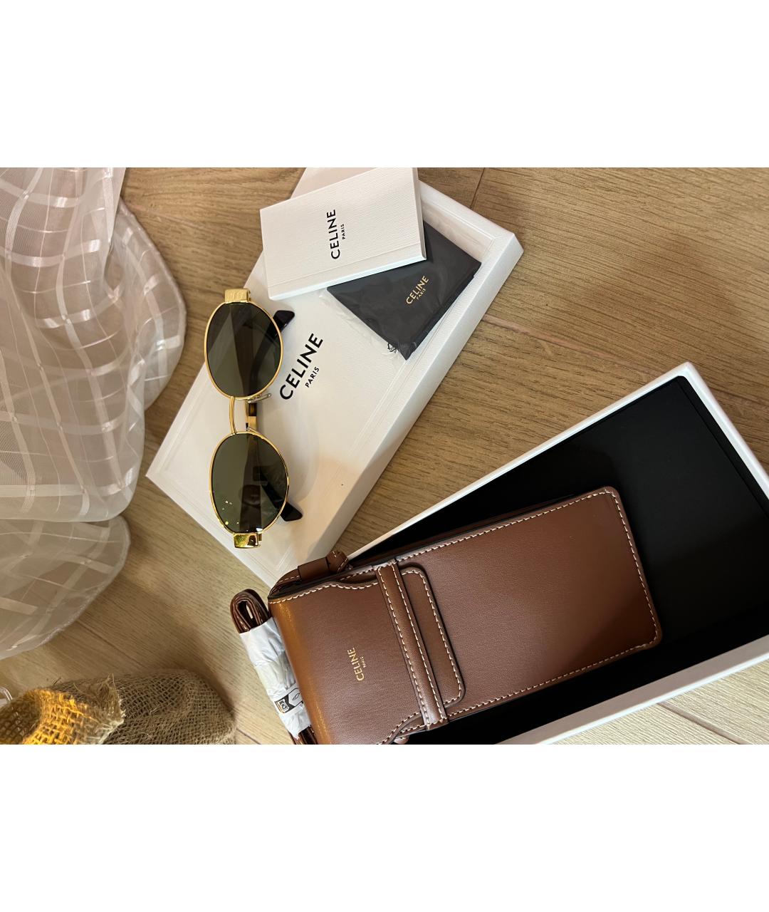 CELINE Золотые металлические солнцезащитные очки, фото 4