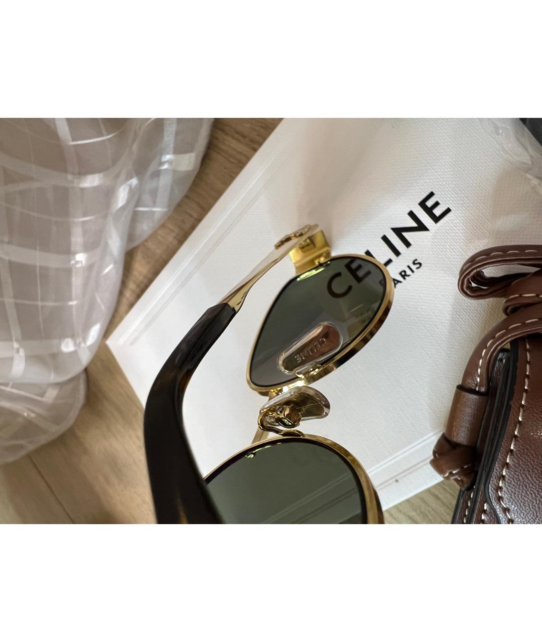 CELINE Золотые металлические солнцезащитные очки, фото 7