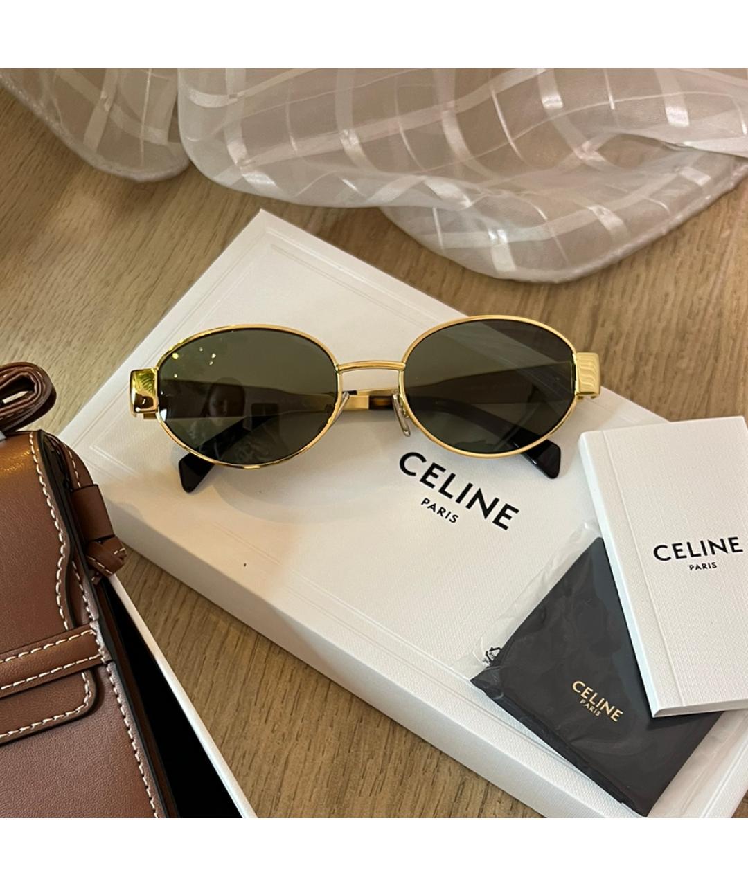 CELINE Золотые металлические солнцезащитные очки, фото 8