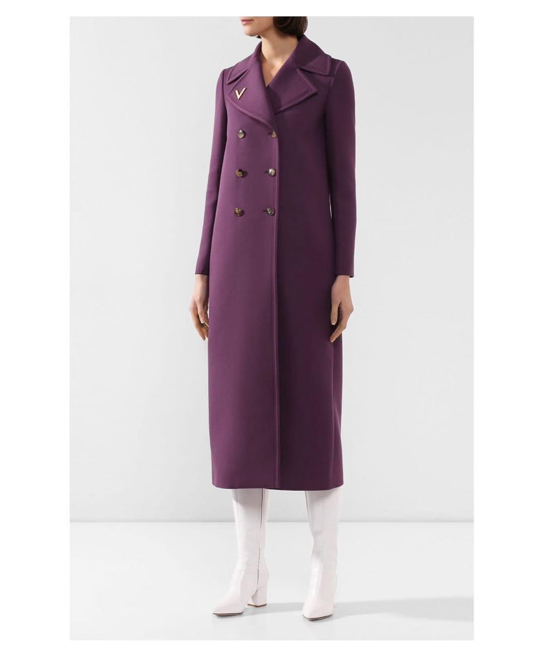 VALENTINO Фиолетовое шерстяное пальто, фото 3