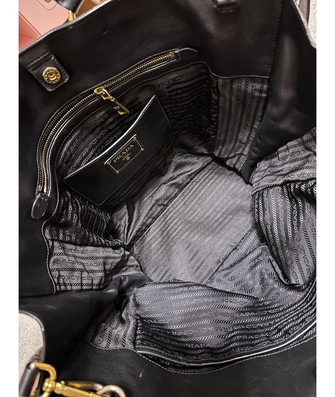 PRADA Черная кожаная сумка тоут, фото 4