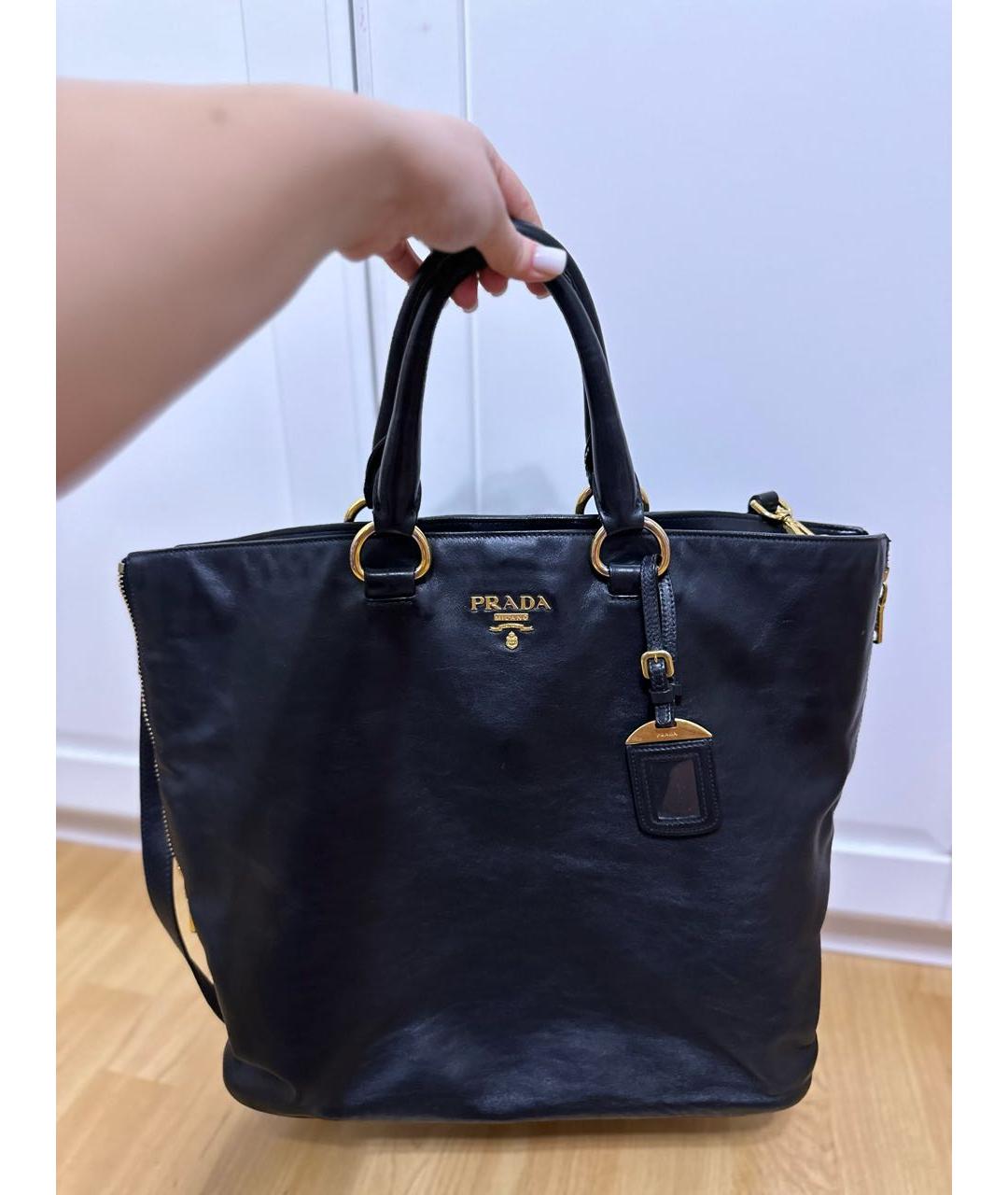 Prada soft leather tote deals