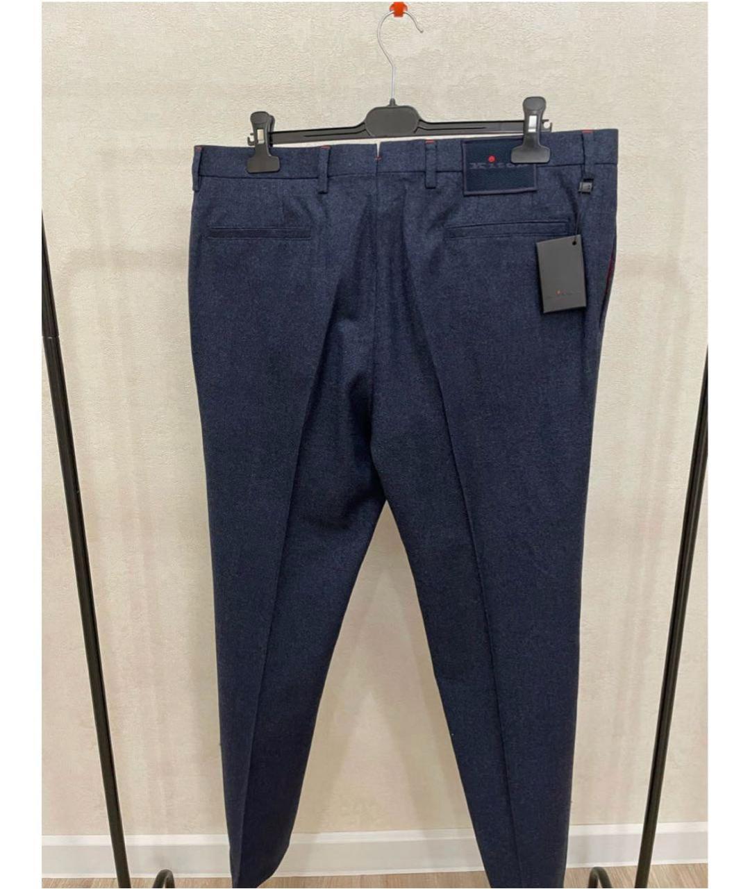 KITON Темно-синие шерстяные повседневные брюки, фото 2