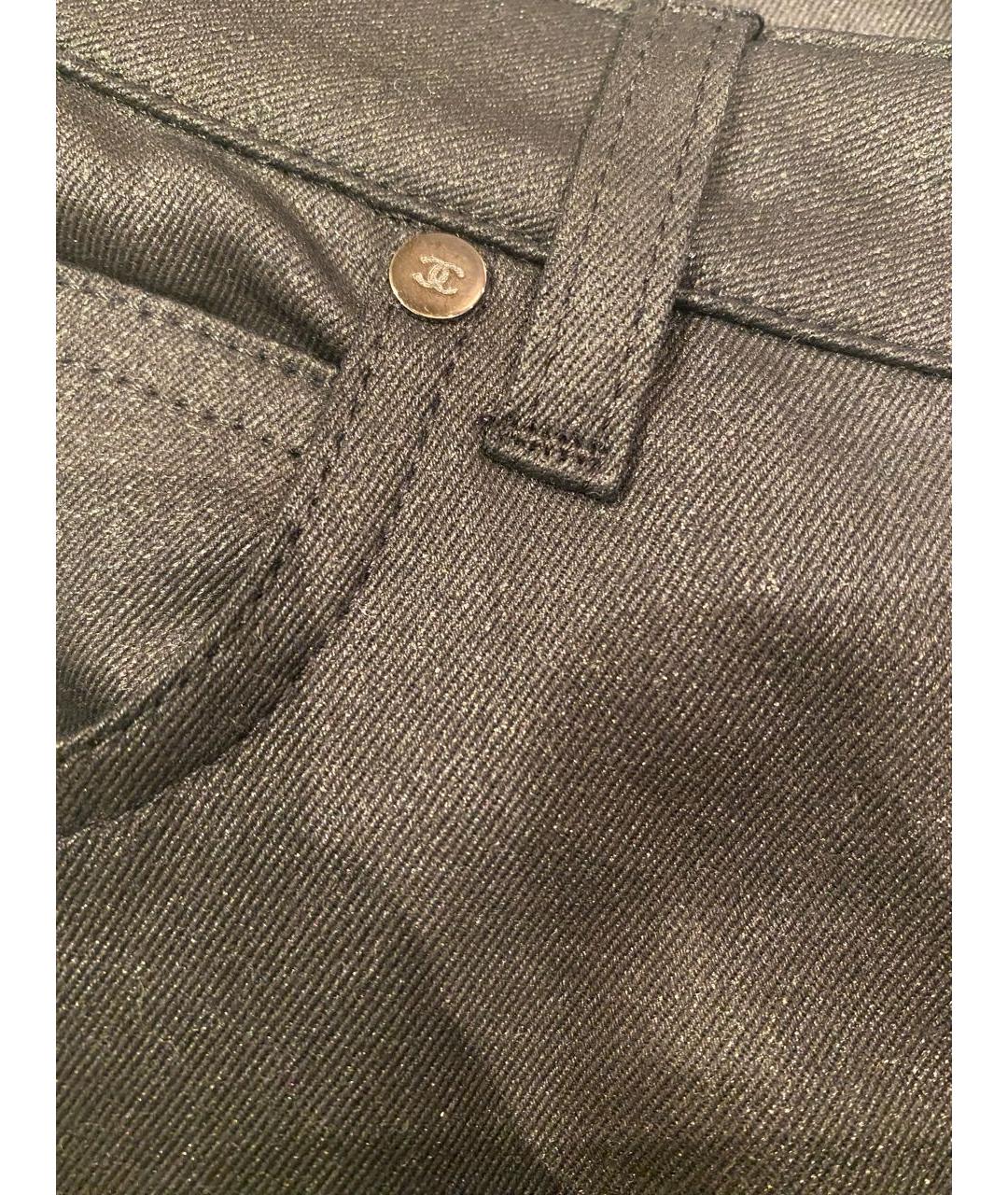 CHANEL PRE-OWNED Черные хлопко-полиэстеровые прямые джинсы, фото 2