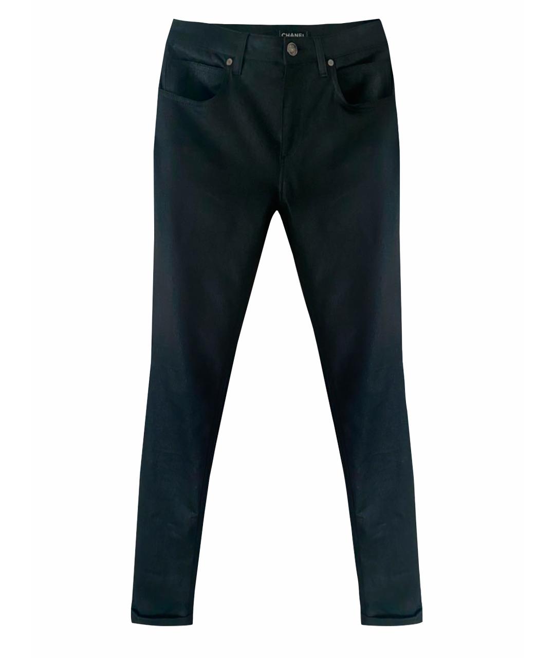 CHANEL PRE-OWNED Черные хлопко-полиэстеровые прямые джинсы, фото 1