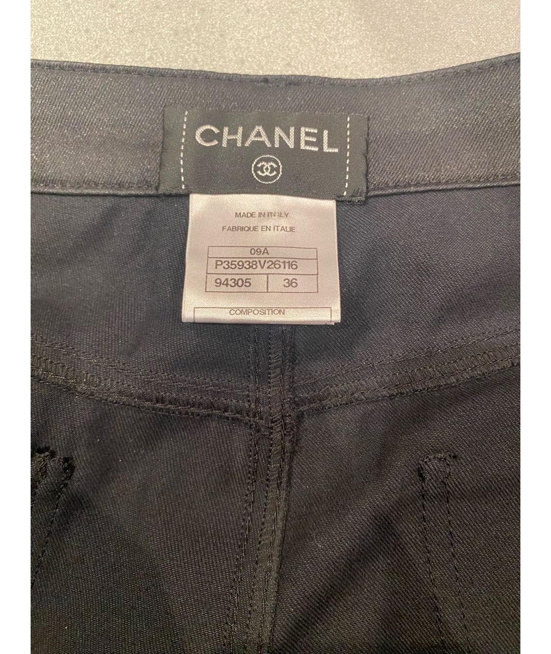 CHANEL PRE-OWNED Черные хлопко-полиэстеровые прямые джинсы, фото 3